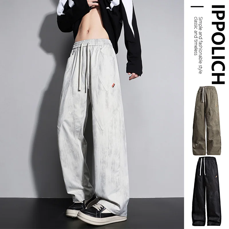 

Spring Men's Sweatpants Korean Y2k Fashion Men clothing Wide Leg Baggy Pants 8XL 7XL 6XL Plus Size Loose Straight Trousers Male