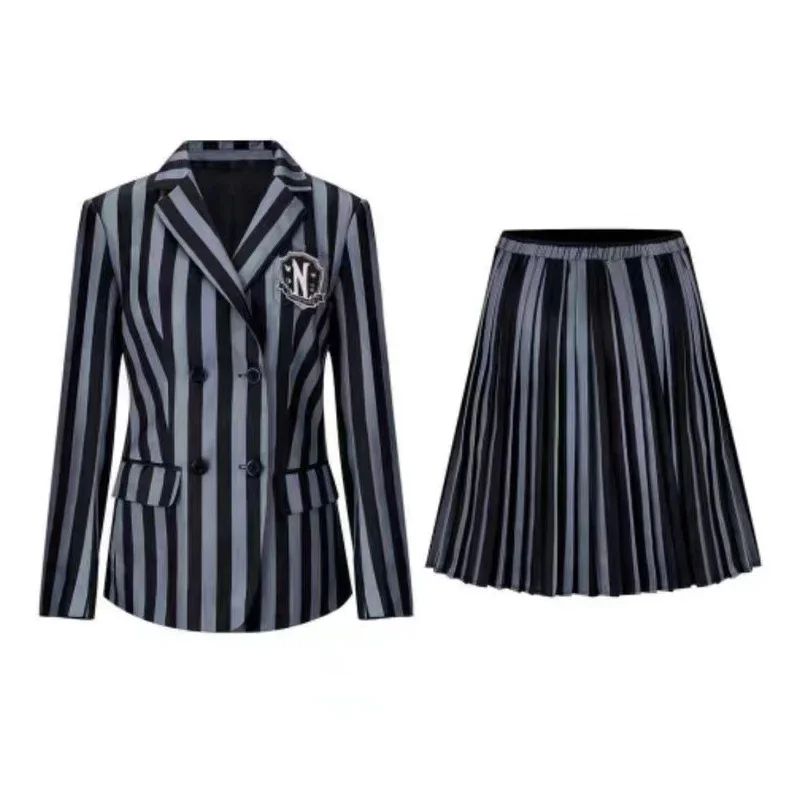 Kids Children Wednesday Wednesday Cosplay Costume Dress Outfits Halloween Carnival Suit Black Dress Role Play for Girls