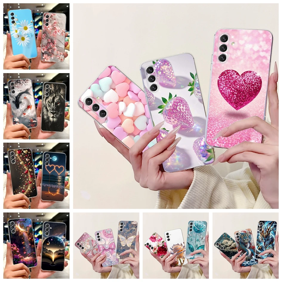 

Silicone Case For Samsung Galaxy A14 A24 A34 A54 Cover Cute Love Heart Bowknot Soft Silicone Phone Shell For Samsung A14 5G Capa