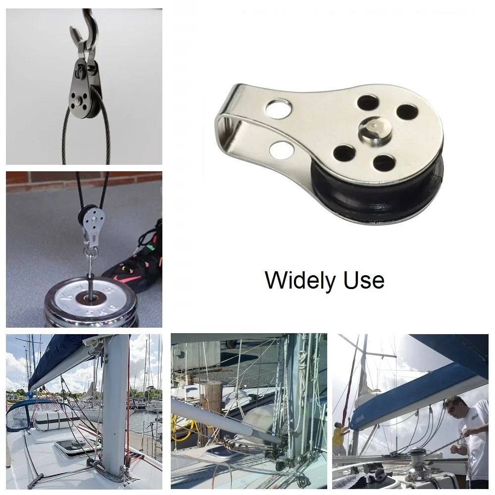 5PCS Edelstahl 316 Pulley 25mm Nylon Blöcke Seil Marine Hardware Für Kajak Kanu Boot Anker Trolley Kit 2mm Bis 8mm Seil