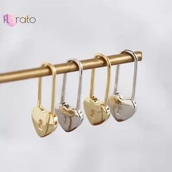 925 Sterling Silver Needle Heart Shaped Paperclip Hoop Earrings for Women Simple Metal Piercing Earrings 2024 Fashion Jewelry