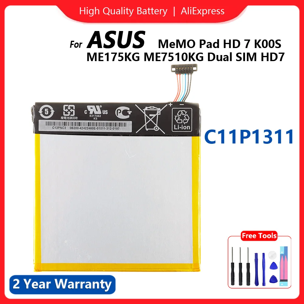 

Оригинальный аккумулятор C11P1311 3910 мАч для планшета ASUS FONEPAD 7 ME175 ME175CG K00Z K00S высококачественные батареи + номер для отслеживания