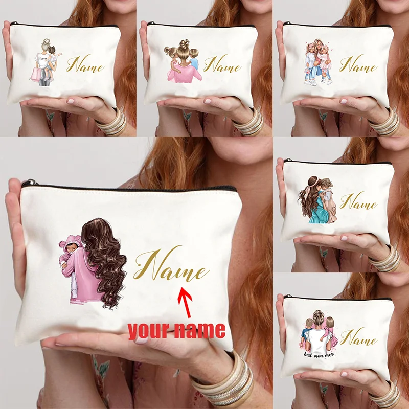 Custom Name Gift for Mom Makeup Bag Birthday Gift for Mother Mama Cosmetic Case Women Purse Mother's Day Gifts XMAS Bags for Mom