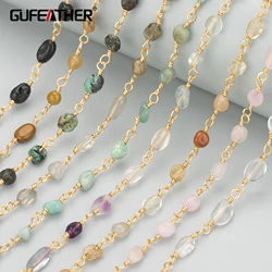 GUFEATHER C324, 체인, 니켈 프리, 18k 금 도금, 구리, 천연석, 손으로 만든, 보석 만들기, diy 팔찌 목걸이, 1 메터/몫
