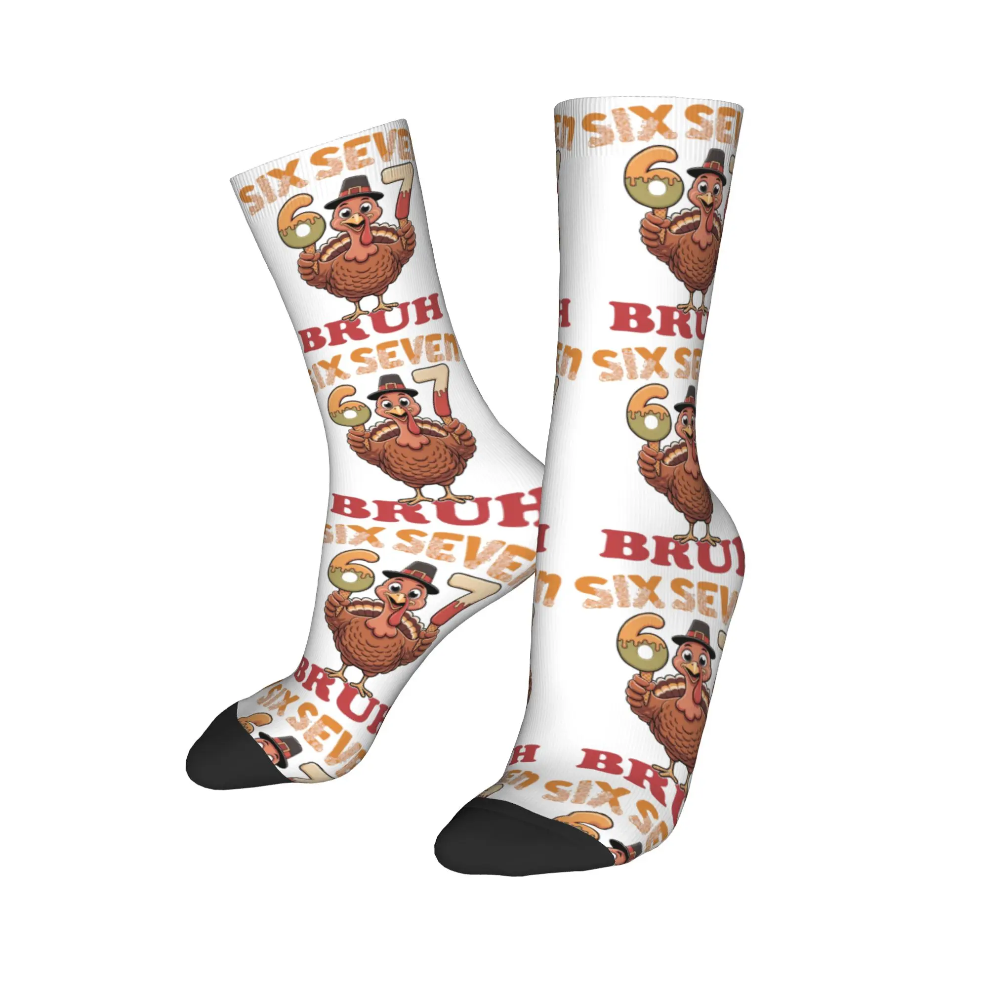 عارضة مضحك 67 Bruh الشكر تركيا لكرة القدم الجوارب سبعة ستة البوليستر الجوارب الطويلة للنساء الرجال امتصاص العرق #1