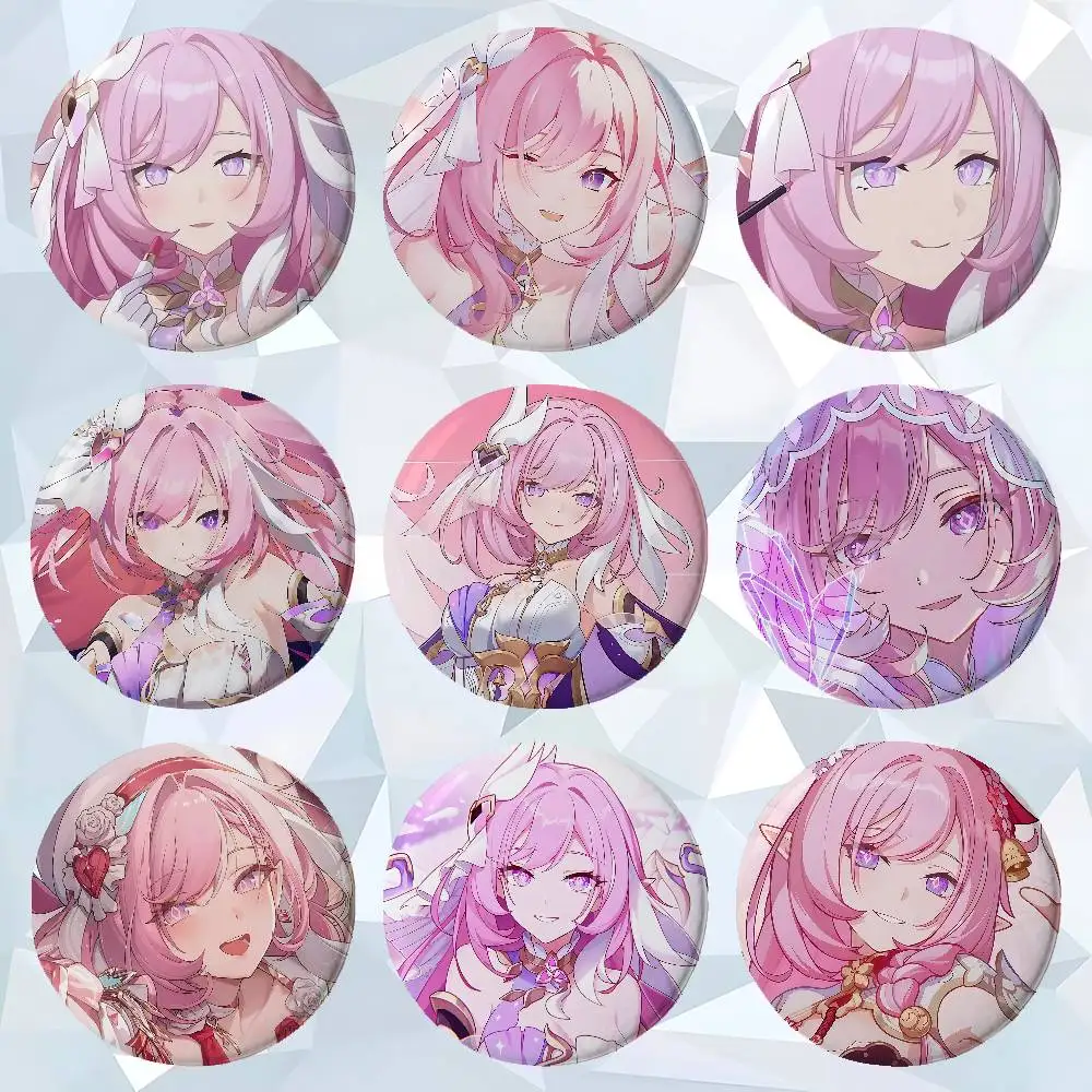 Cartoon Game E-Elysia Premium Tinplate Round Lapel Pins: Cute Badge Brooches For Shoulder Bag Accessories, Souvenir Gifts