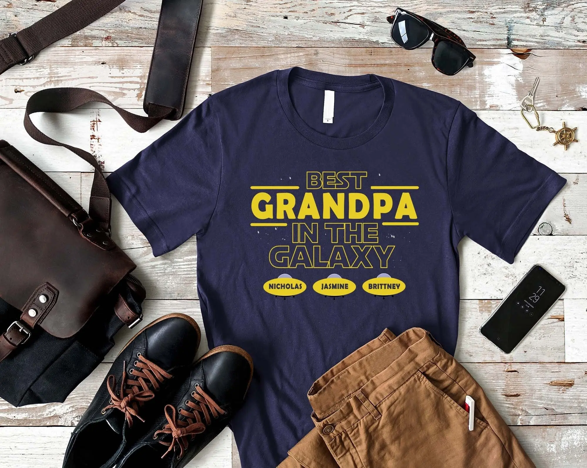 

Best Grandpa T Shirt Birthday With Kid Names Christmas Idea for Dad Funny Husband