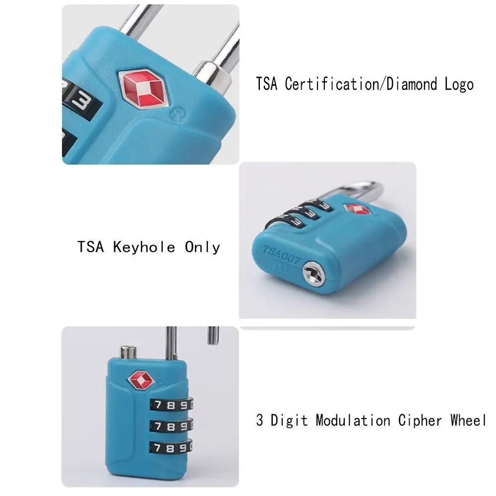 Portable Padlock TSA Customs Lock 3 Dial Digit Combination Lock Anti-theft Lock Safely Code Lock Luggage Lock Protect Security