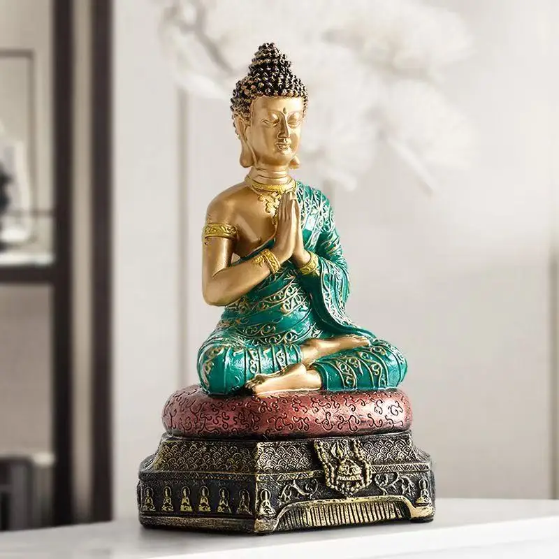 Thai Style Buddha Statue Southeast Asia Resin Sculpture for Meditation And Prayer Home Living Room Office Decorative Artwork