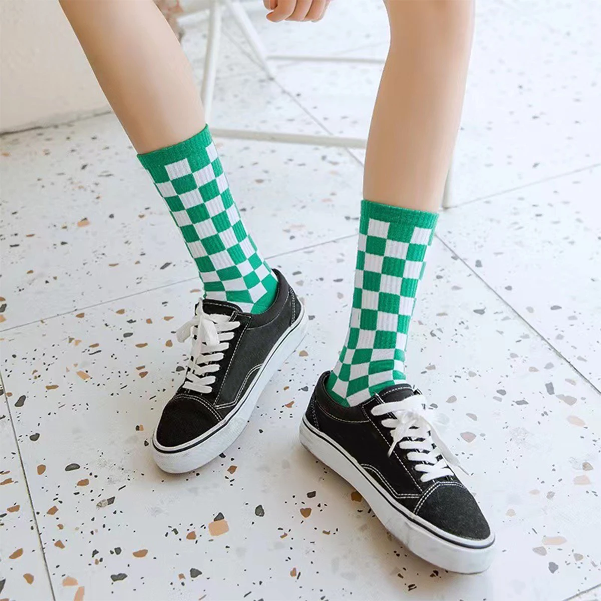 Women Cotton Stripe Long Socks Hip Hop Woman Socks Boys Harajuku Plaid Breathable Socks Funny Business Gifts For Man