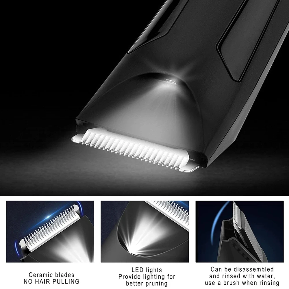 Alat Cukur Bulu Tubuh Digital Display, Alat Cukur Bulu Kemaluan Isi Ulang, Alat Cukur/Pemangkas Bulu Kemaluan Pria, Alat Cukur Jenggot Elektrik Untuk Pria, Perawatan Pria