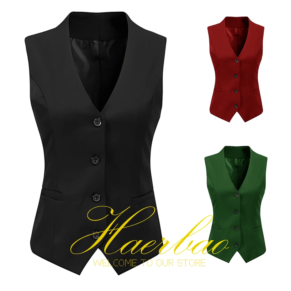 Formal Women's Fully Lined 4 Button V-Neck Economy Dressy Suit Vest Waistcoat