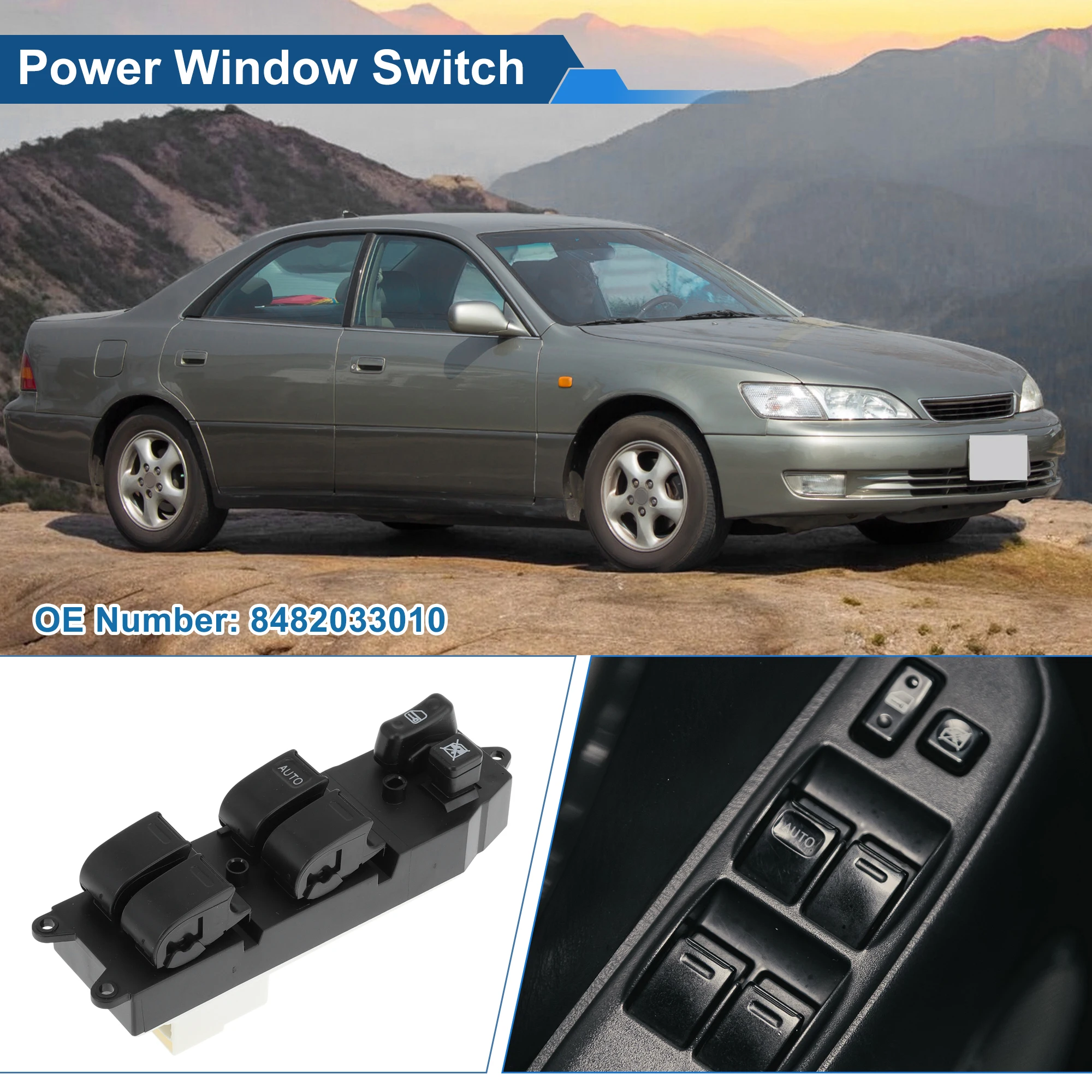 

UXCELL Front Left Power Window Switch for Lexus ES300 1991-1996 No.8482033010
