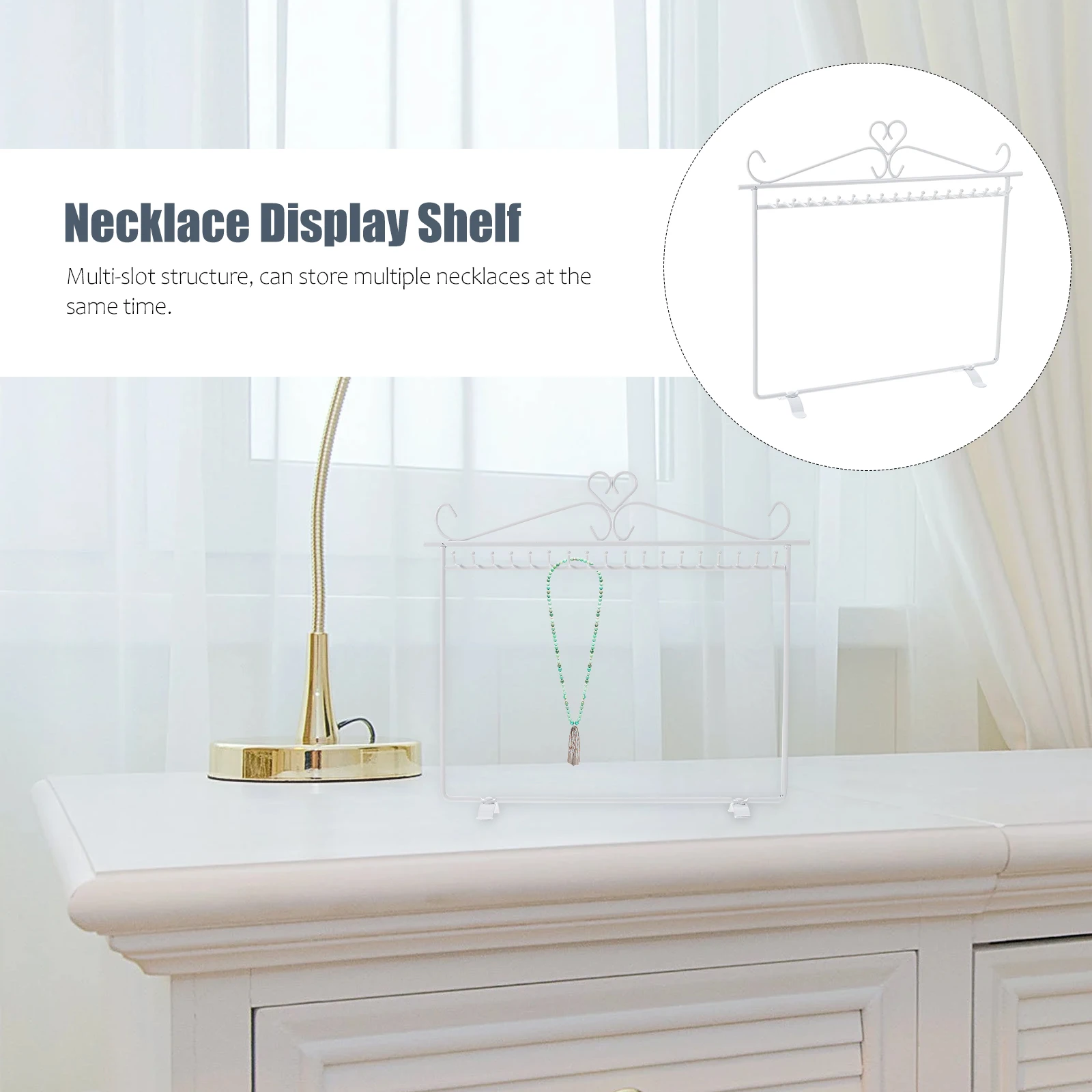 

1pc Iron Craft Necklace Display Rack Multi-Slot Jewelry Stand Desktop Holder For Necklaces Bracelets Smooth Edge Jewelry Display