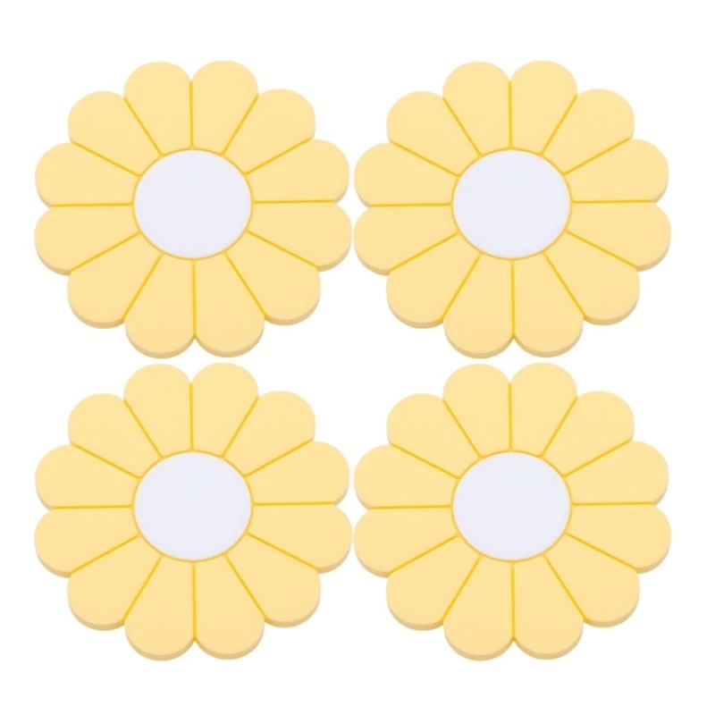 Flower Car Accessory Cup Pad None Toxic Materials For Safe Driving 4 Pack