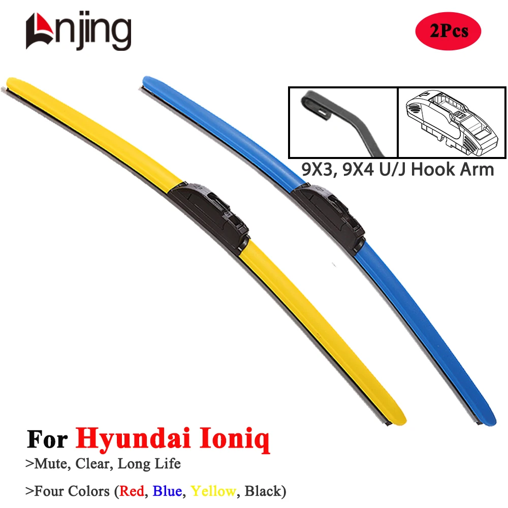 

LNJING Colorful Wiper Blades For Hyundai Ioniq Electric 5 6 AE 2016 2018 2020 2022 2023 2024 Car Accessories Blue Hybrid Wipers