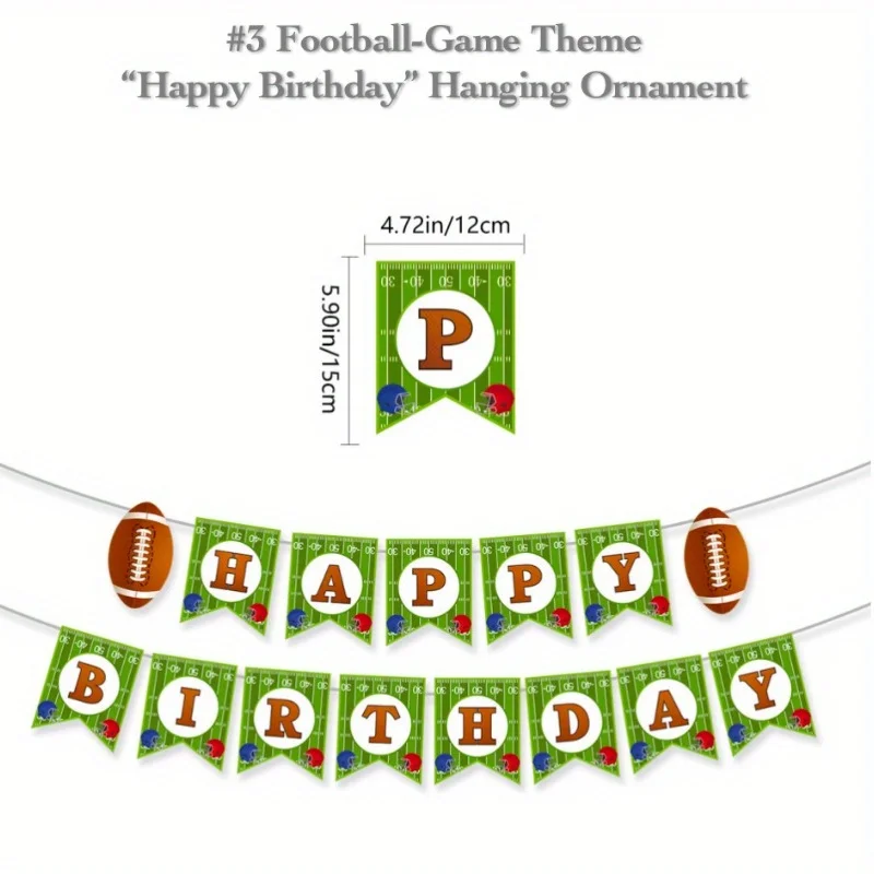 American-Football-Geburtstagsornamente und Anhänger für Fanpartys, Großveranstaltungen, Dekoration für den Spieltag, glückliche Zeit mit Familie und Freunden. – Detail 4