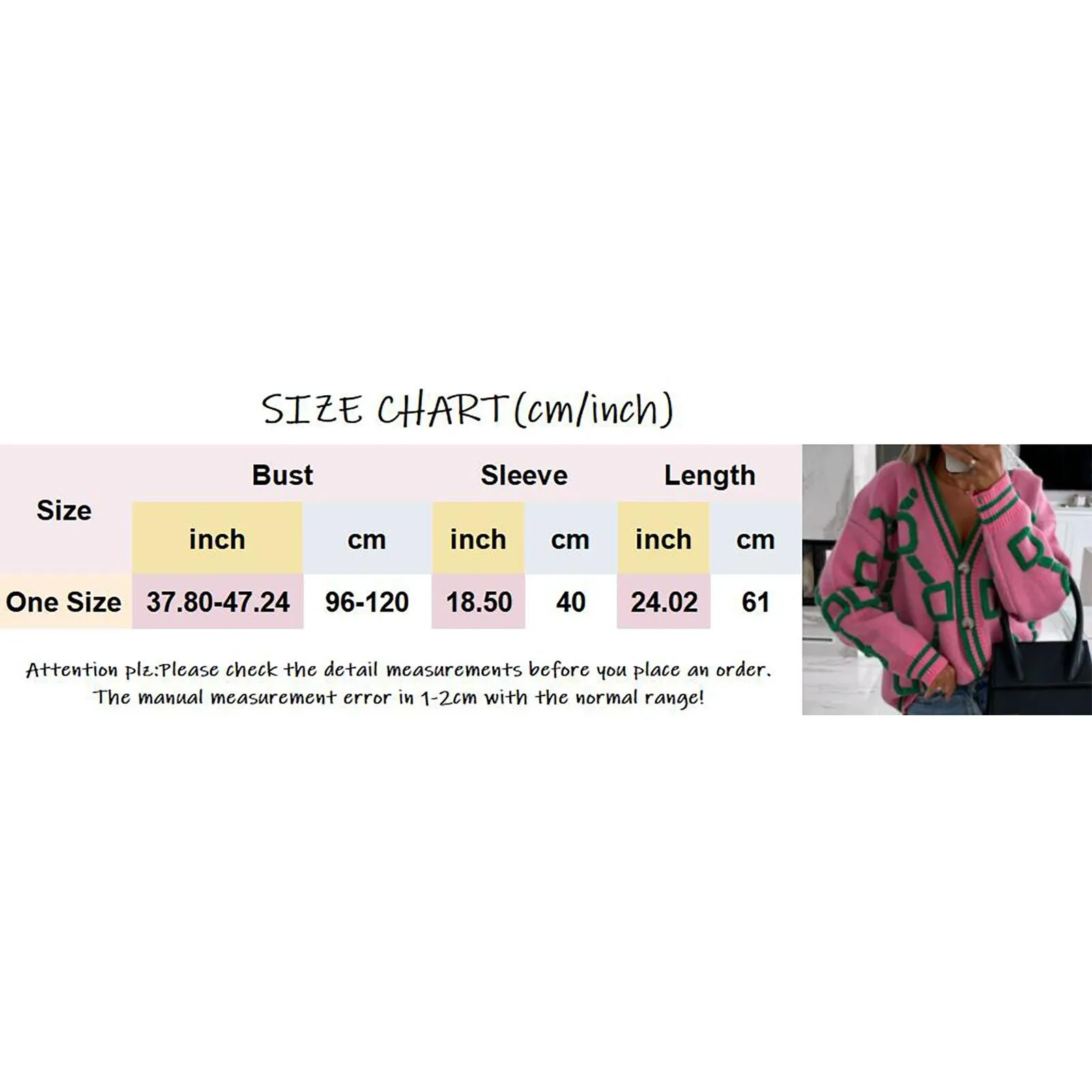 Pink Sweater Cardigan Women\'s Fashion V Neck Long Sleeved Single Breasted Sweater Coat Retro Loose Casual Knitted Top Sweater