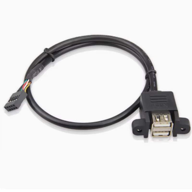 With Screw Panel for Computer, Tablet, Printer, Dual USB 2.0 Type A Female to Motherboard 9Pin Header Cable Adapter