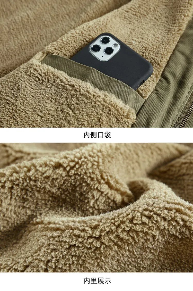 Winter Retro Cotton-padded Navy Overcoat Mid-length N1 Deck Suit Trendy Hooded Thick Cotton-padded Jacket Men's Lambswool Coat