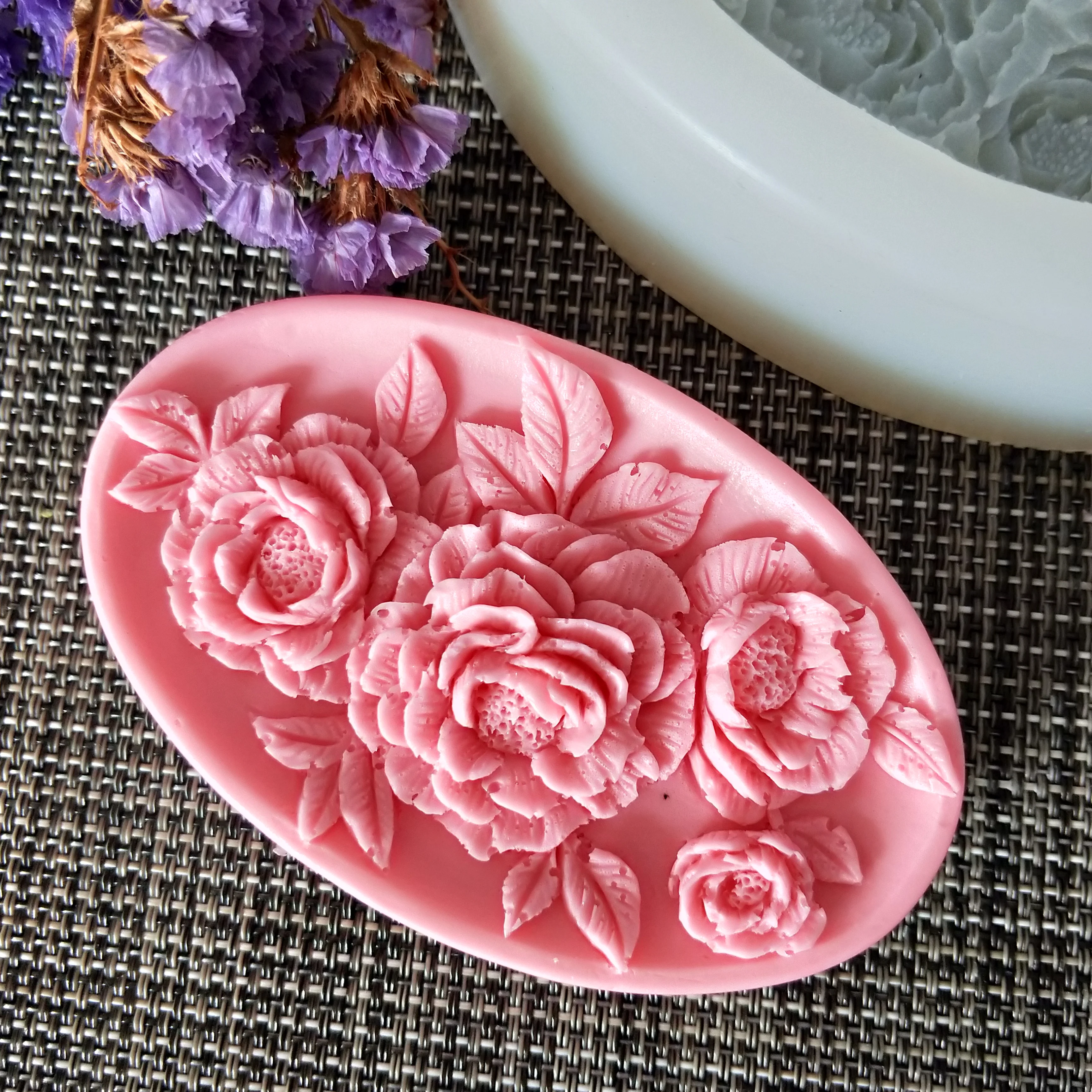 

HC0141 PRZY Mold Silicone Flower Soap Molds Gypsum Chocolate Candle Candy Mold Clay Resin Oval Soap Rose Moulds Eco-friendly