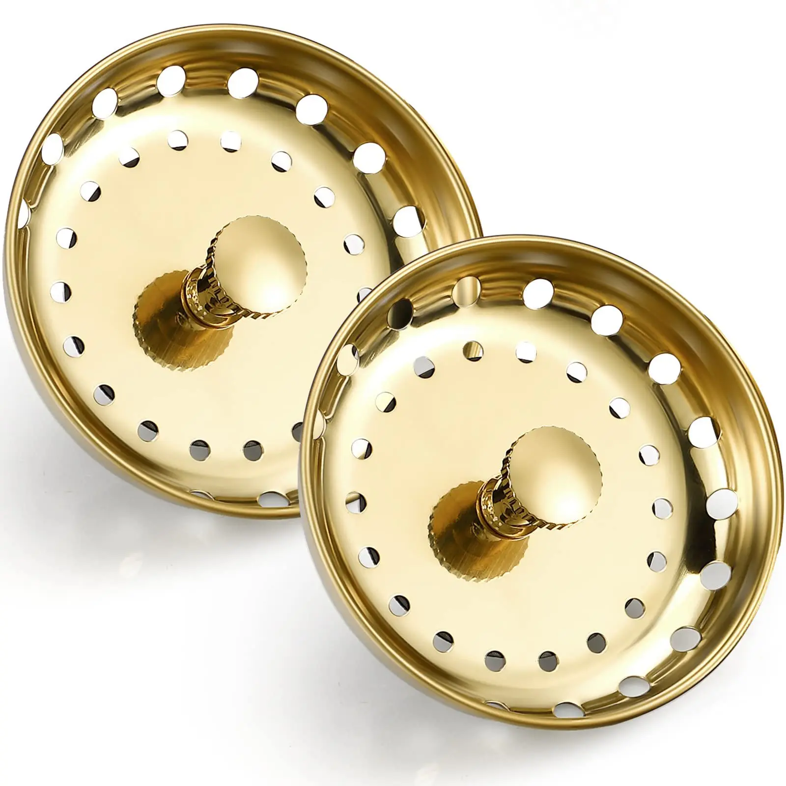 Universal stainless steel sink sewer leak plug 2-piece stainless steel gold-plated kitchen wash basket filter