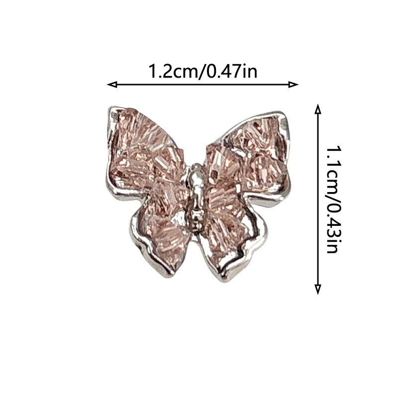 1Pcs Opal Gems Crystal Butterfly Nail Alloy Charms Rhinestone 12*11mm Glass Manicure Butterflies 3D Metal Nail Jewel Decoration