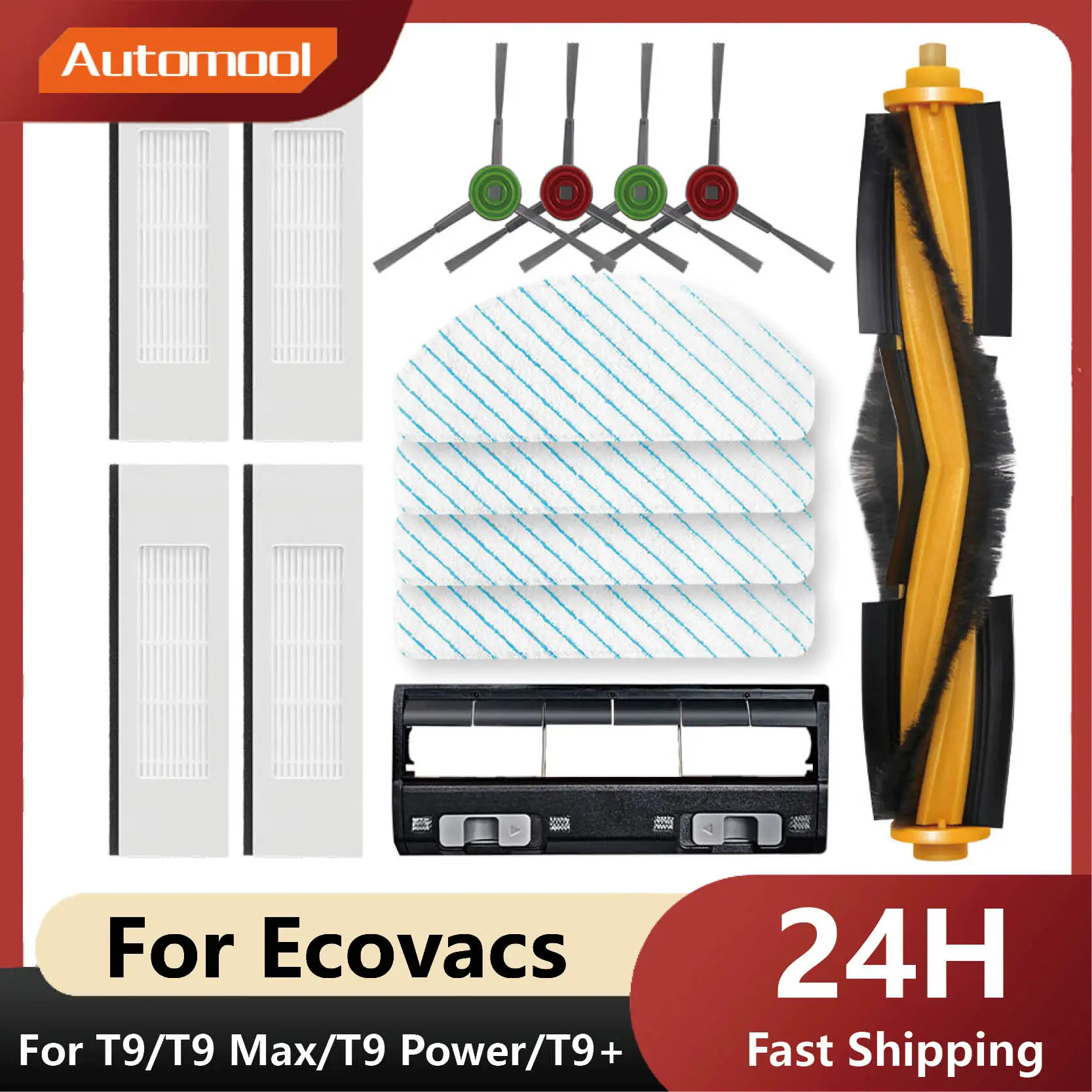 Compatibel Voor Ecovacs Deebot OZMO T9 / T9 Max / T9 Power / T9+ Onderdelen Accessoires Belangrijkste Zijborstel Hepa Filter Mop Stofzak