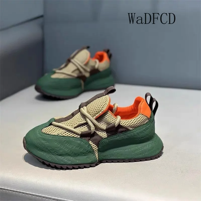 Chunky Sneakers Men Designer Cover Bottom Board Shoes Fashion Casual Leather Fabric Breathable Increased Internal Platform Shoes