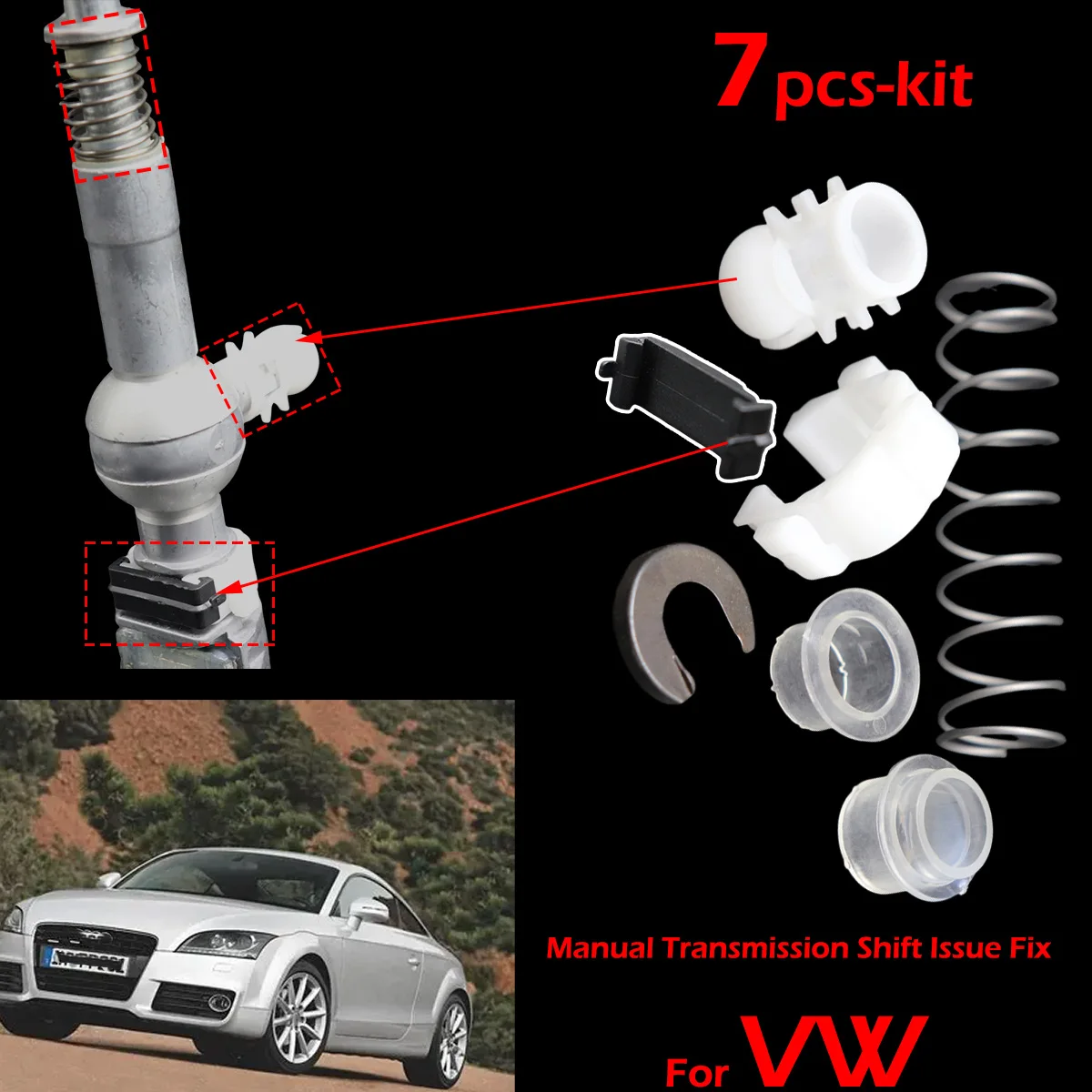 

7pcs Gear Shifter Selector Lever Shaft Gear Stick Spring Bushing kit Manual Transmission Car Replacement For Audi A3 8P TT 8J