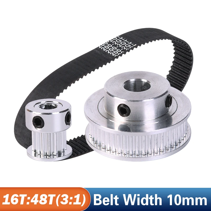 16 Teeth 48 Teeth GT2 Timing Belt Pulley Kit 1:3 Speed Ratio 16T:48T 2M/2GT Reduction Pulley For Belt Width 10mm