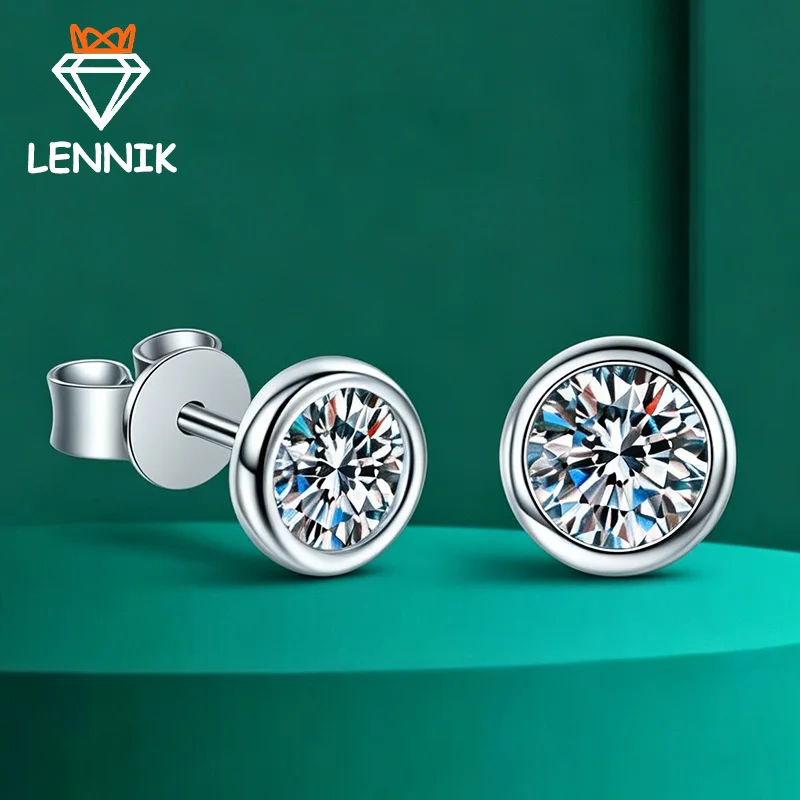 0.3CT1CT D Color Moissanite Stud Earrings for Women Wedding, 925 Sterling Silver 18K White Gold Plated Luxury Bridal Jewelry