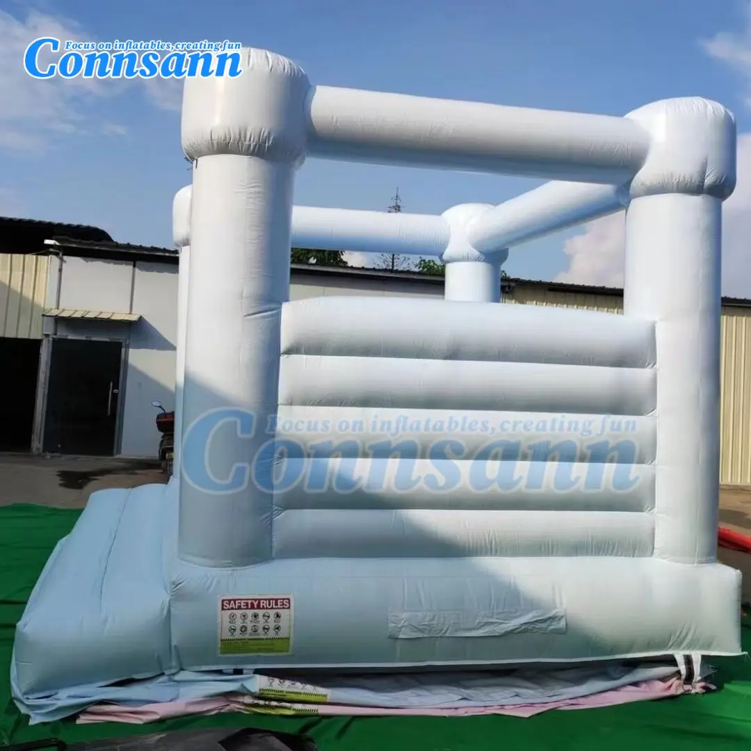 Casa de rebote inflable blanca, castillo hinchable para fiesta de boda, inflable con soplador personalizado