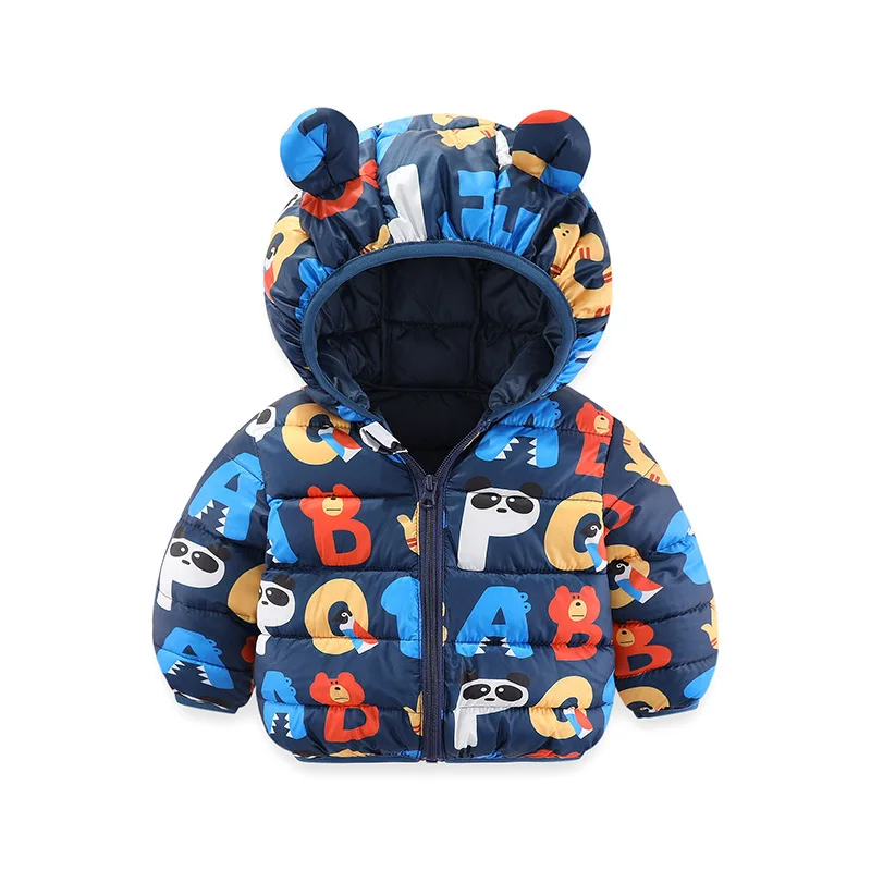 Winter warm down hooded jacket sweet cartoon print boy girl 0-6 year old 2023 Korean version new fashionable children's clothing