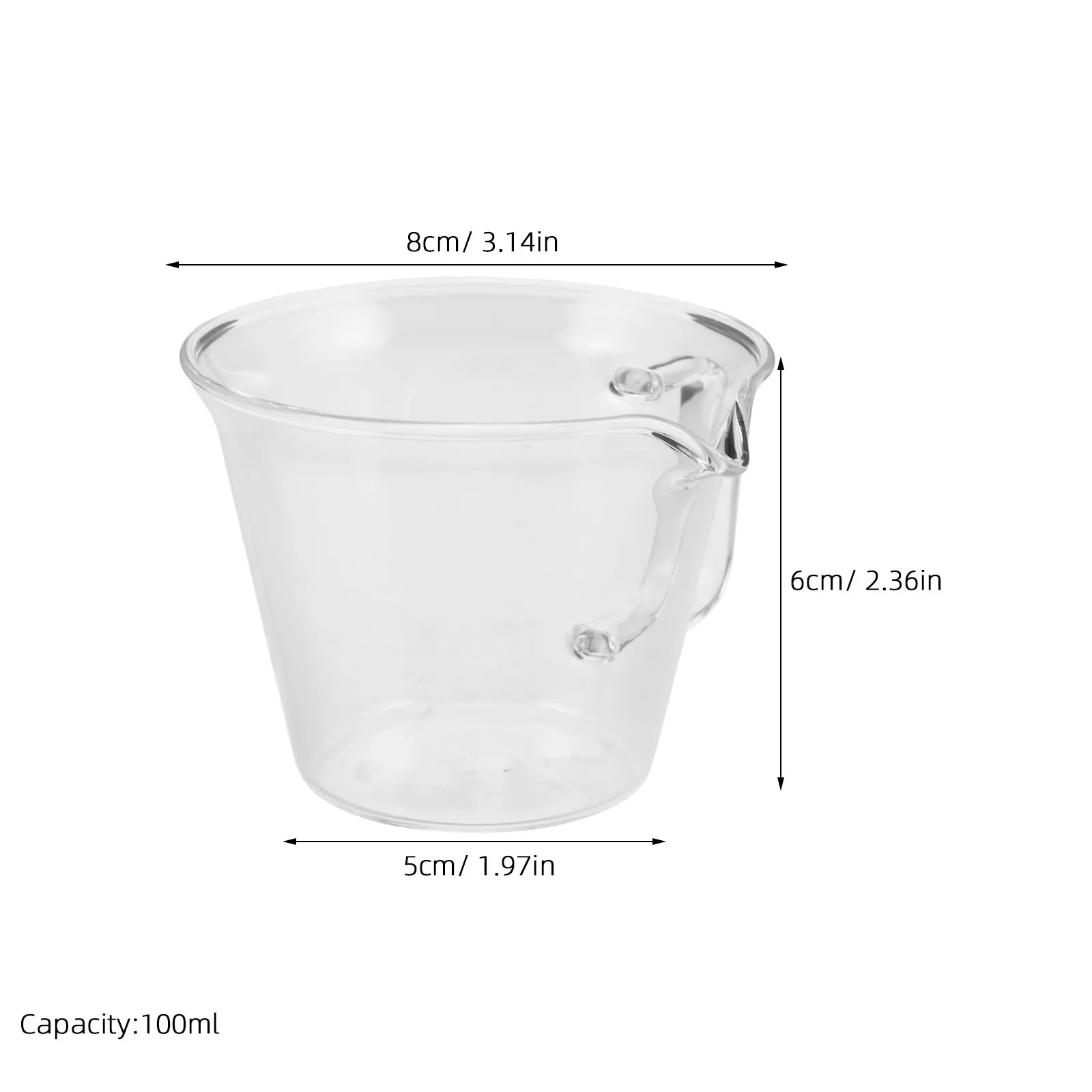100ml Glass Coffee Measuring Jug Precise Graduated Scale Handle Pour Spout for Espresso Brewing