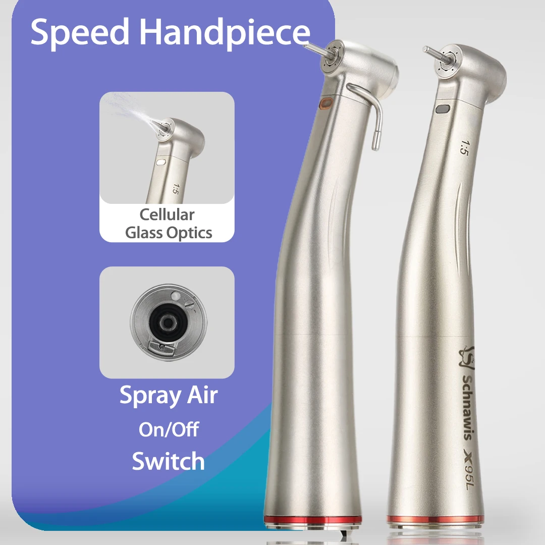 Push Button Dental 1:5 Increase Speed Handpiece for NSK Bearing Contra Angle Handpiece Spray Air On/Off Switch Fiber Red Ring