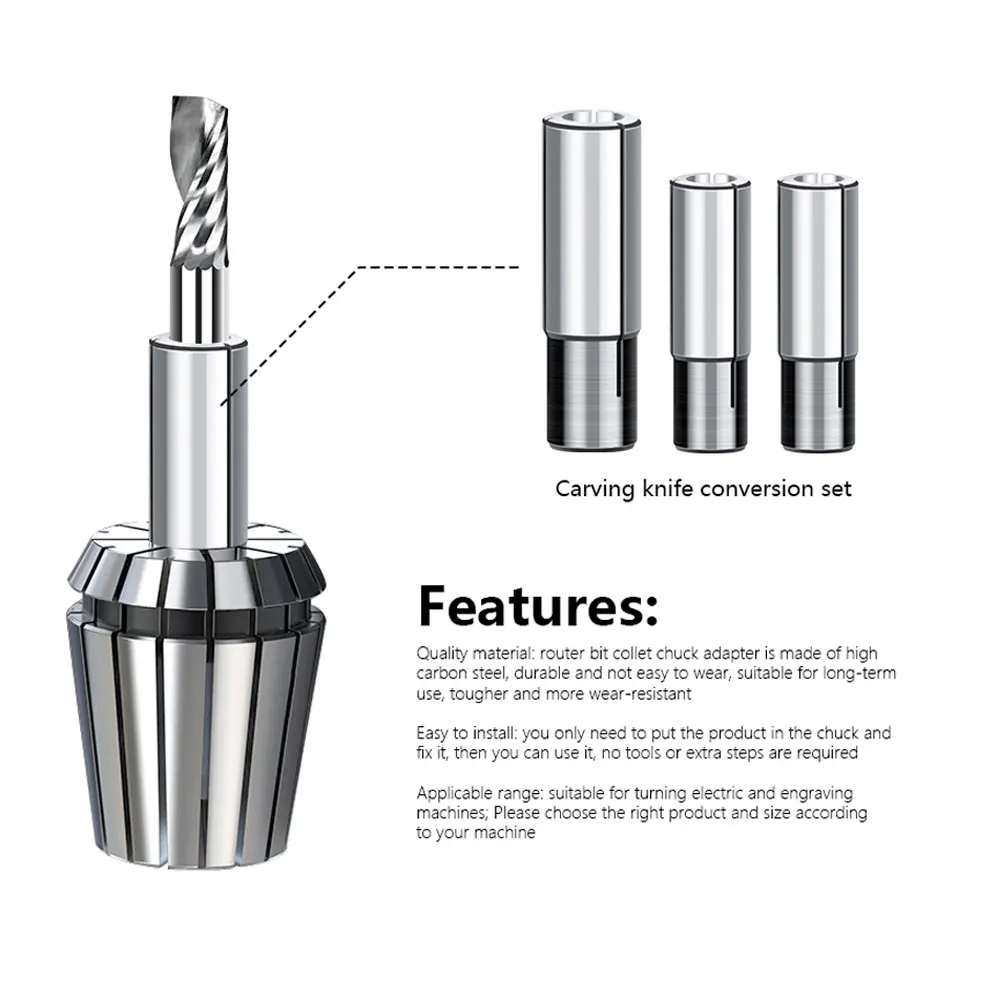 Yönlendirici Bit adaptörü Collet 6 6.35 8 10 12 12.7mm CNC freze kesicisi hassas Chuck End Mill adaptörü torna kalemi tutucusu