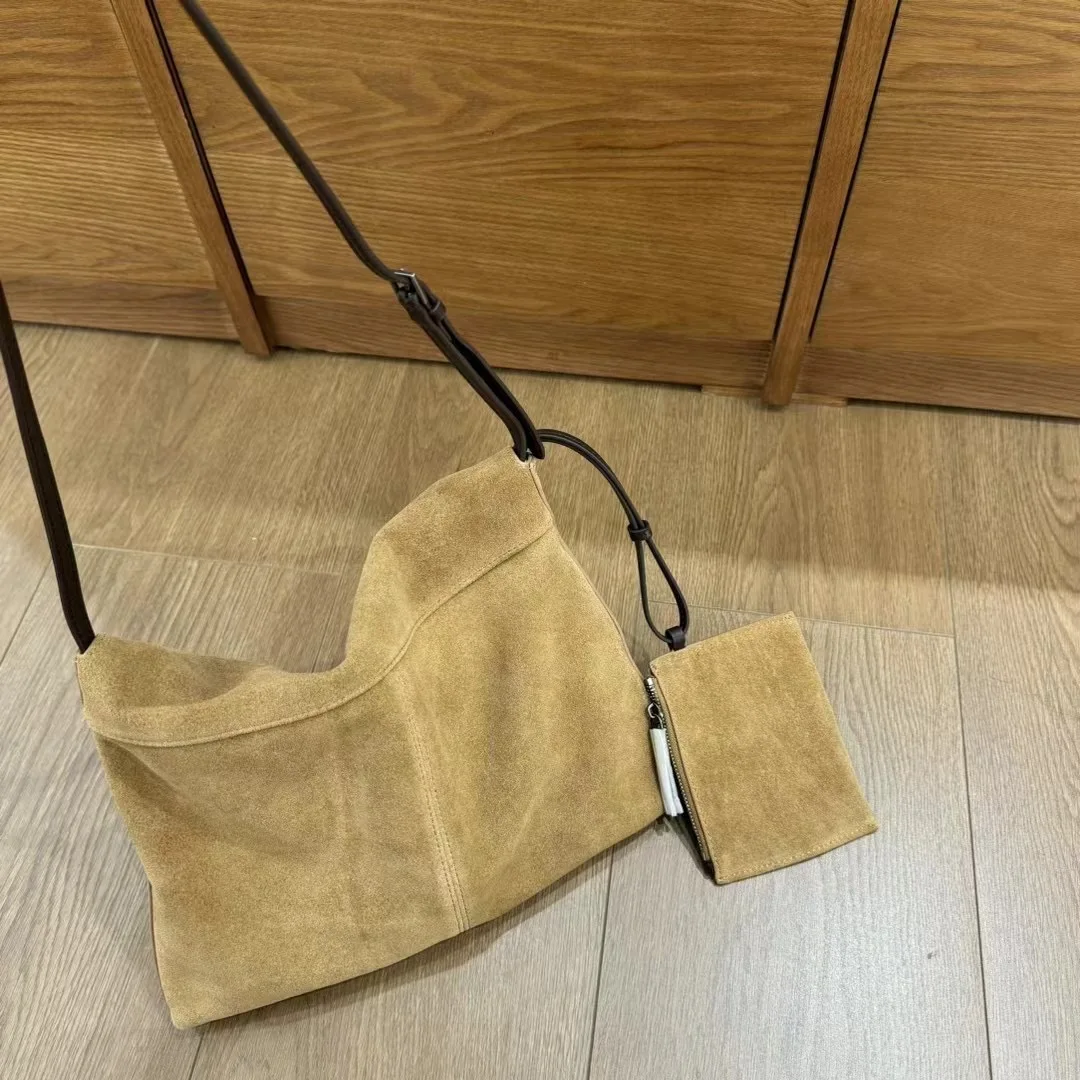 

2026 New Autumn And Winter Frosted Suede Square Women Bag American Retro Top Layer Cowhide Single Shoulder Crossbody Bags Trendy