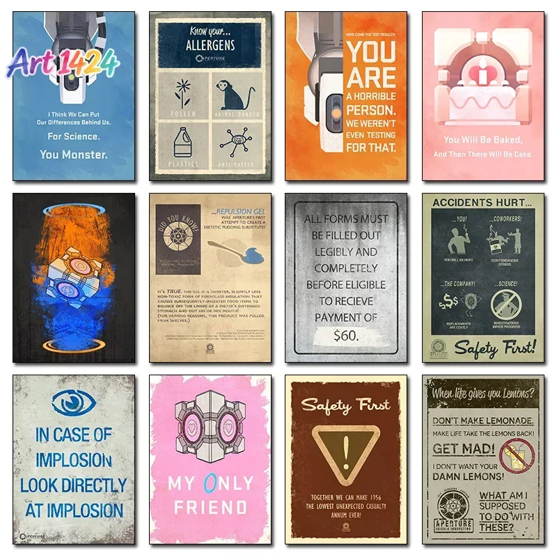 Portal Game Poster Canvas Printing Portal Gaming Wall Art Decor Puzzle Game Kids Room Boys Room Gaming Room Aesthetic Decoration