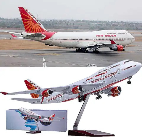 Plastic Model Air India 747 Static Aircraft Model 47cm 1/160 For India Airline Diecast Airplane With Landing Gear Wheels Collect