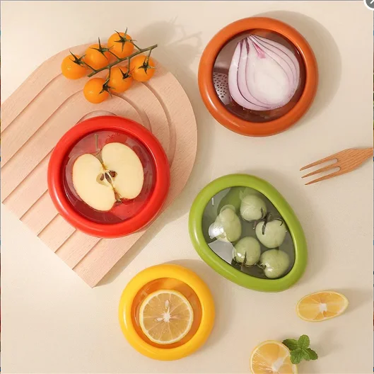 

Reusable Food Saver Box Half Cut Fruit Freshing Retractable Film Storage Container Fruit Preservation Seal Cover Kitchen Tools