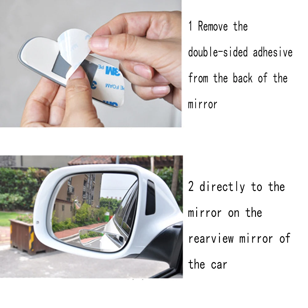 กระจกมองข้างรถยนต์ 2 ชิ้น แบบกลม 360 องศา มุมมองกว้าง กระจกนูน สำหรับรถยนต์ แก้ไขจุดบอดด้านข้าง กระจกมองหลังทรงกลมขนาดเล็ก