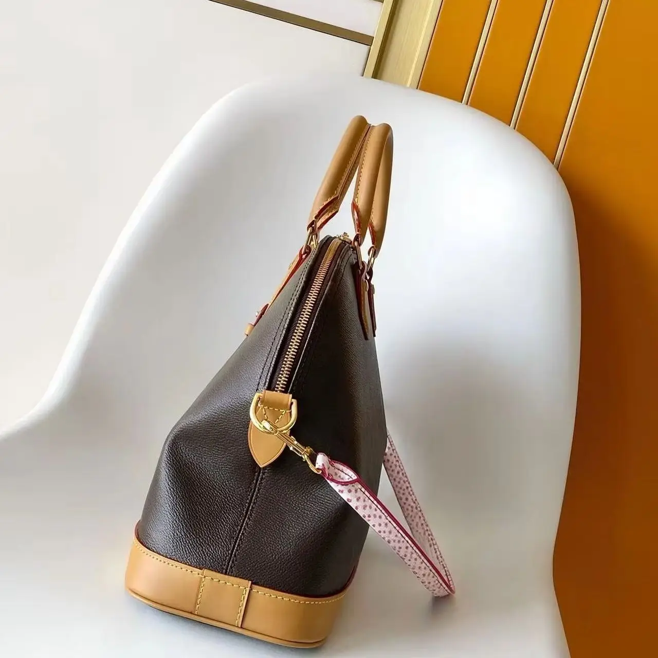 Dark Brown Pebble Leather Shell Bag, Luxury Multi-Way Handbag