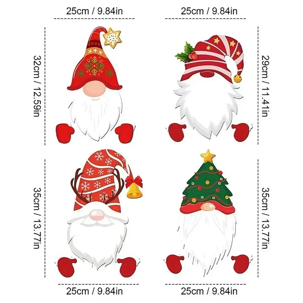 4PCS Christmas Fence Decoration Cute Santa Claus Plastic Board Festivals Home Outdoor Garden Patio Fence Lawn Decoration