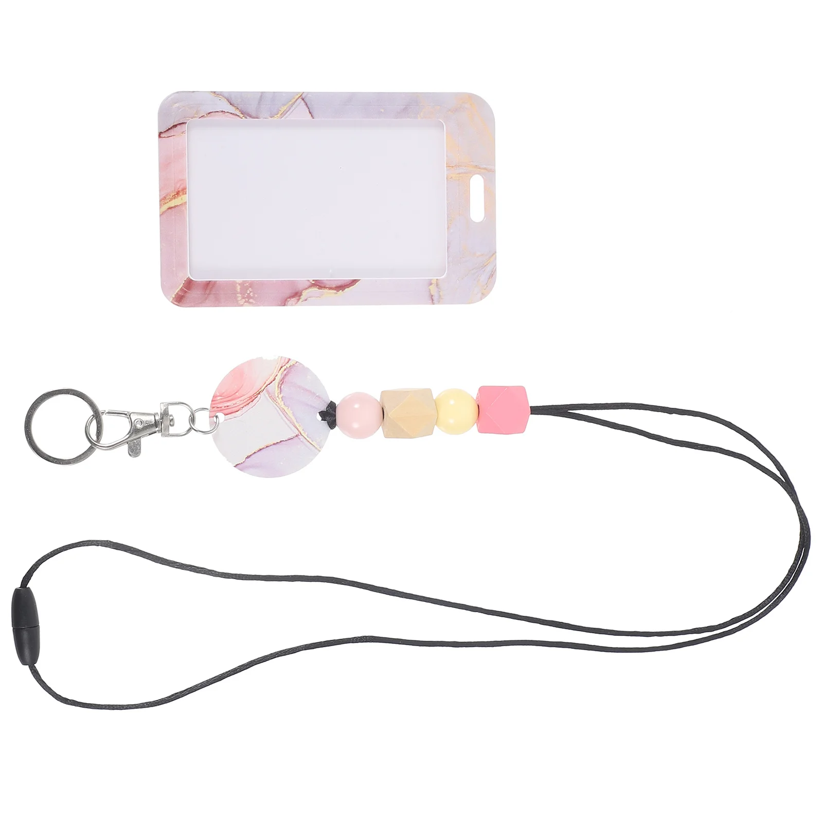 

1Set Lanyard Id Card Holder ABS Silicone Polyester Vertical Badge Cover Protective Clear Window Reusable Name Badge