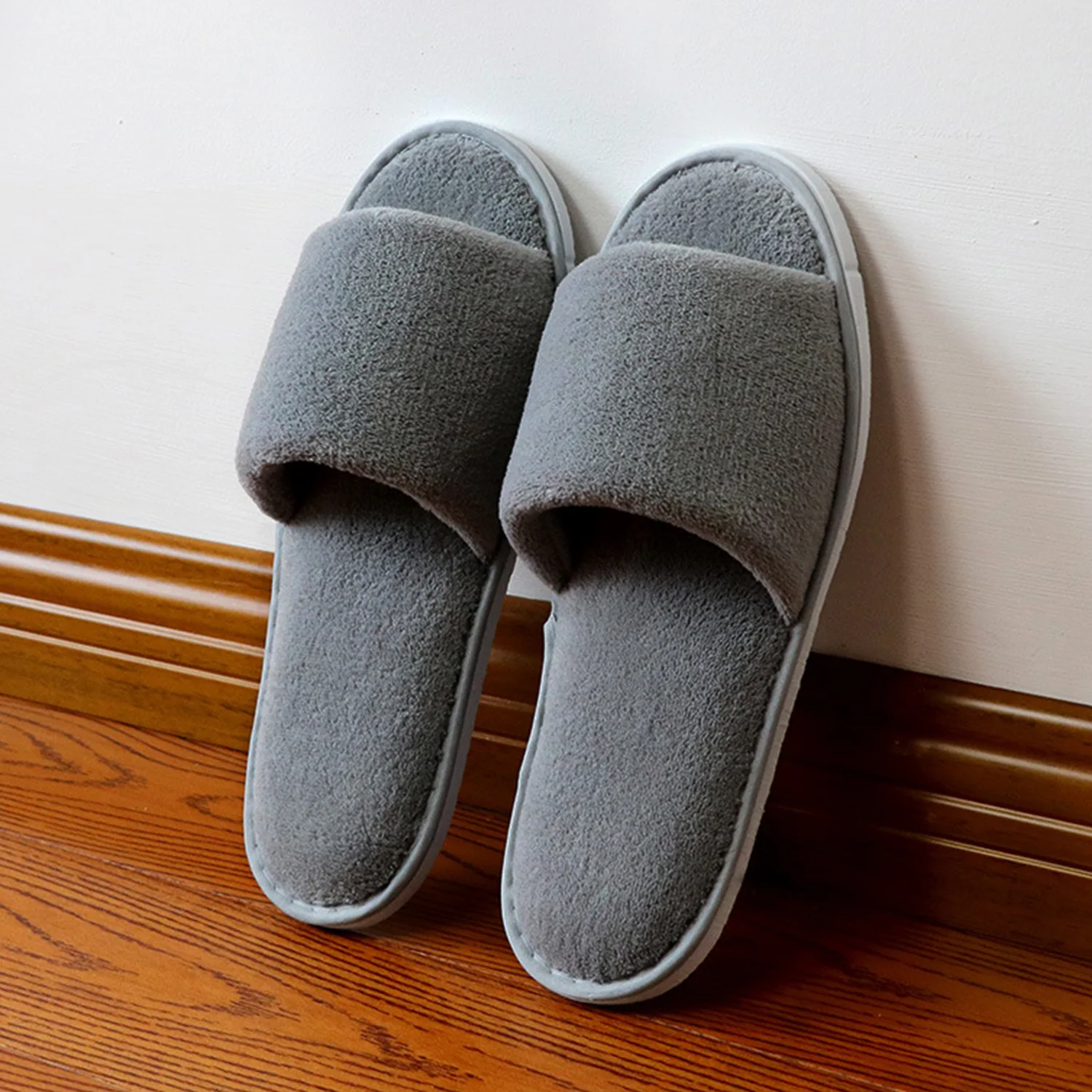 

1 Pair Simple Solid Color Slippers Men Women Hotel Travel Spa Portable Home Disposable Slippers Unsiex 8mm Washable Slippers