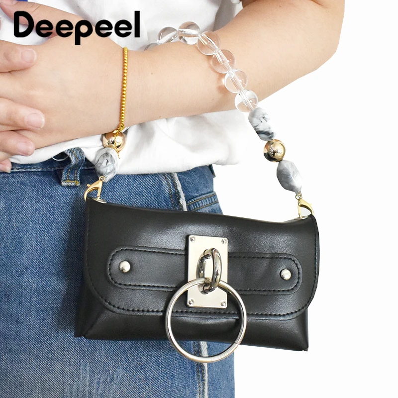 Deepeel 43-46cm Vintage Acrylic Handbag Shoulder Straps Pearl Resin Stone Chain Underarm Bag Replacement Handles DIY Accessories