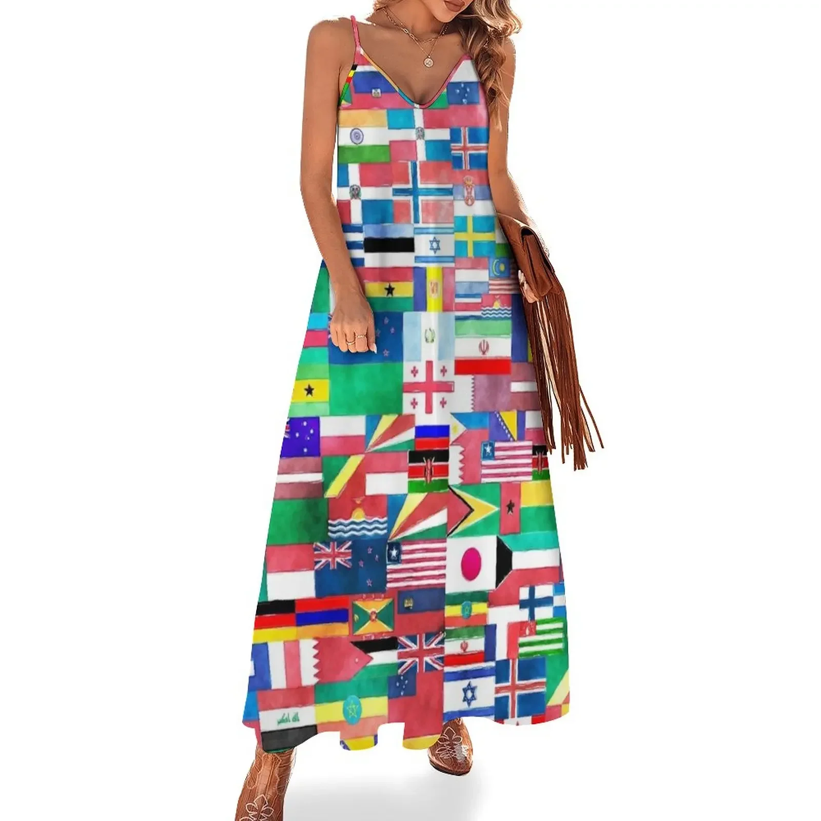 

World of Flags Sleeveless Dress Long dresses Women's evening dress long dress women summer Women long