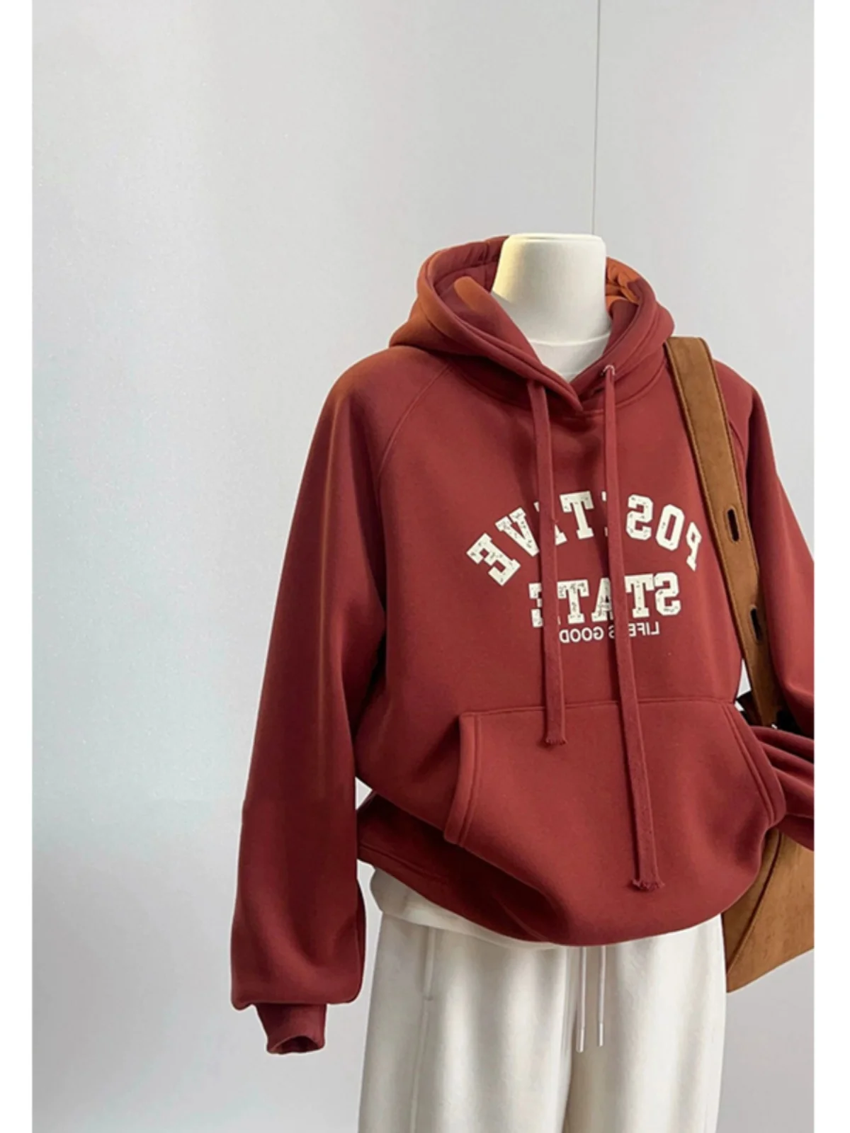 

Korean Sle Fce Lined Hoodie Women's Thiened Printed Casual Anti Aging Trendy Autumn Winter Faionable Street Sle Sw...