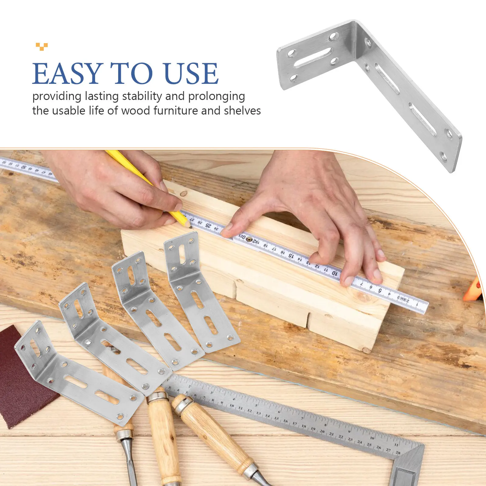 4Pcs Corner Brackets Heavy Duty L-Shaped Shelf Support Metal Shelf Bracket Set 60x120cm Strong Wood Brackets for Bookcases